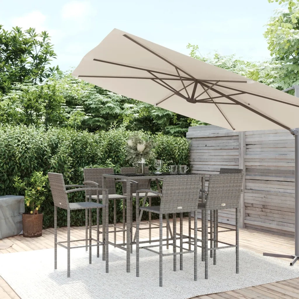 Set da Bar da Giardino 7 pz Grigio in Polyrattan 3187658