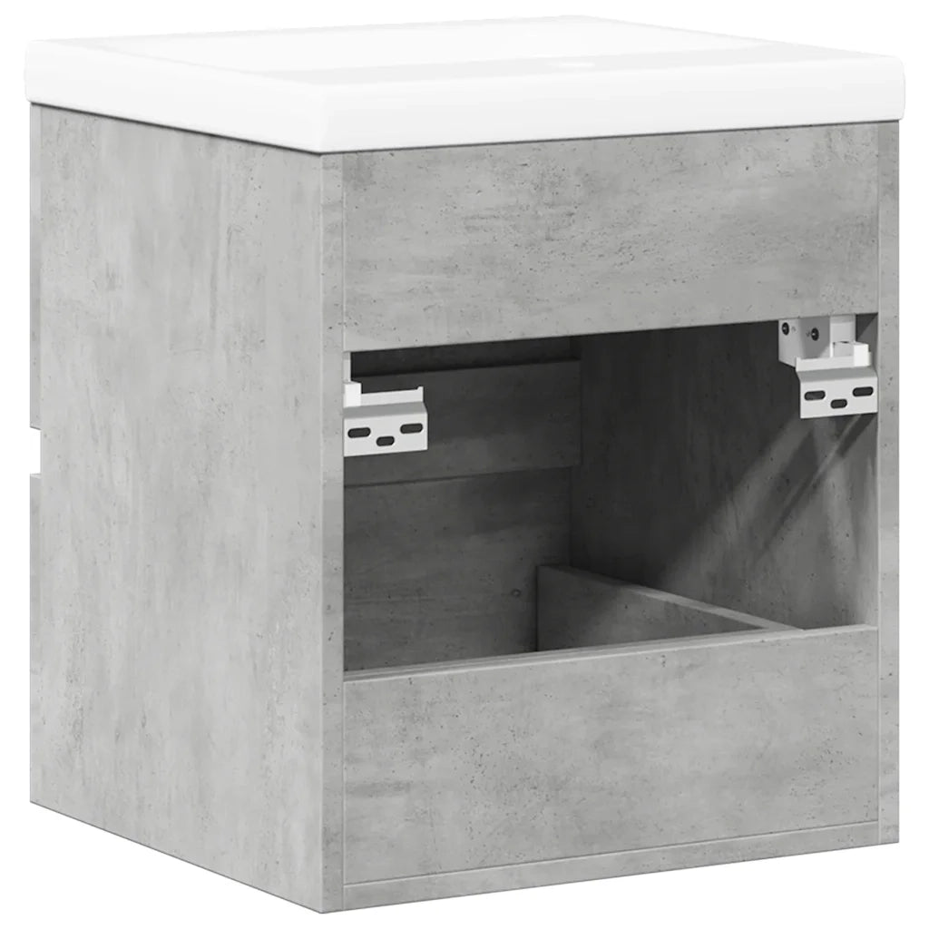 Set Mobili da Bagno | Armadio da bagno 2 pz Grigio Cemento in Legno Multistrato