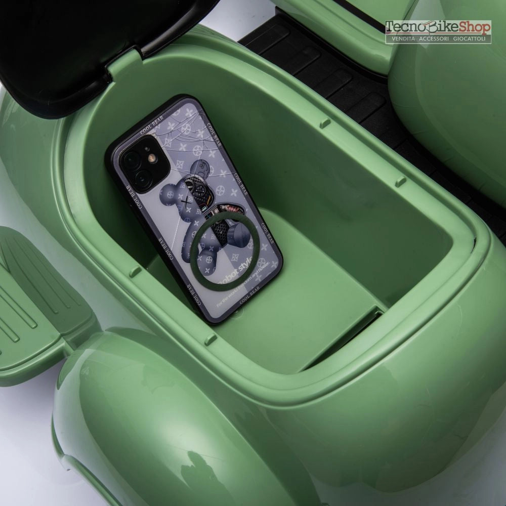 Moto Elettrica Per Bambini Vespa Sidecar Small 6V-Verde