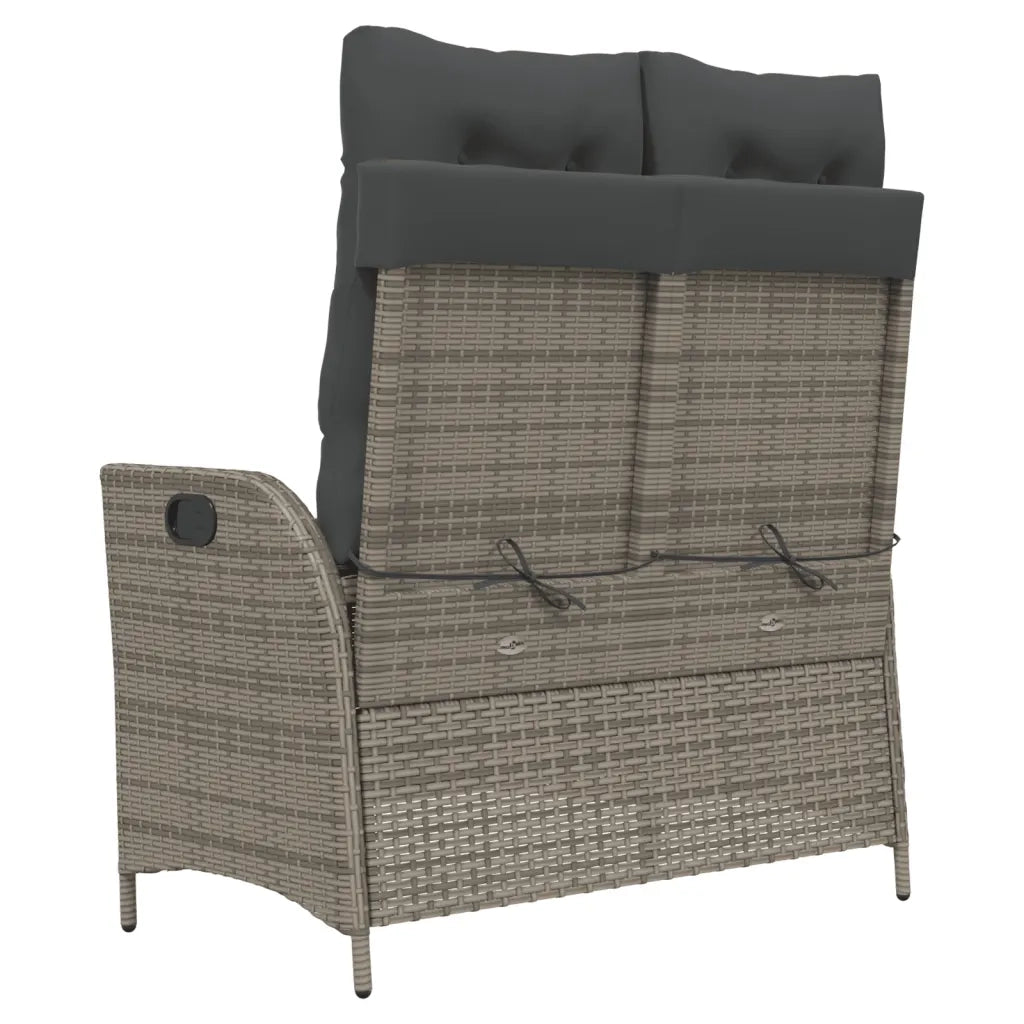 Panca Reclinabile da Giardino con Cuscini-Sgabello-Sedia da esterno Grigia in Polyrattan 209718
