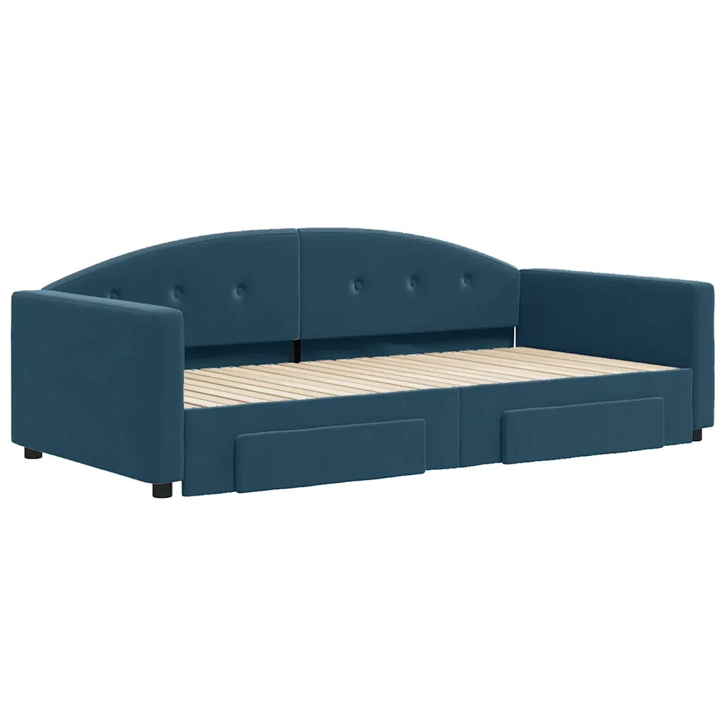 Divano Letto Estraibile con Cassetti-Sofa Letto-Daybed Blu 100x200 cm in Velluto 553365