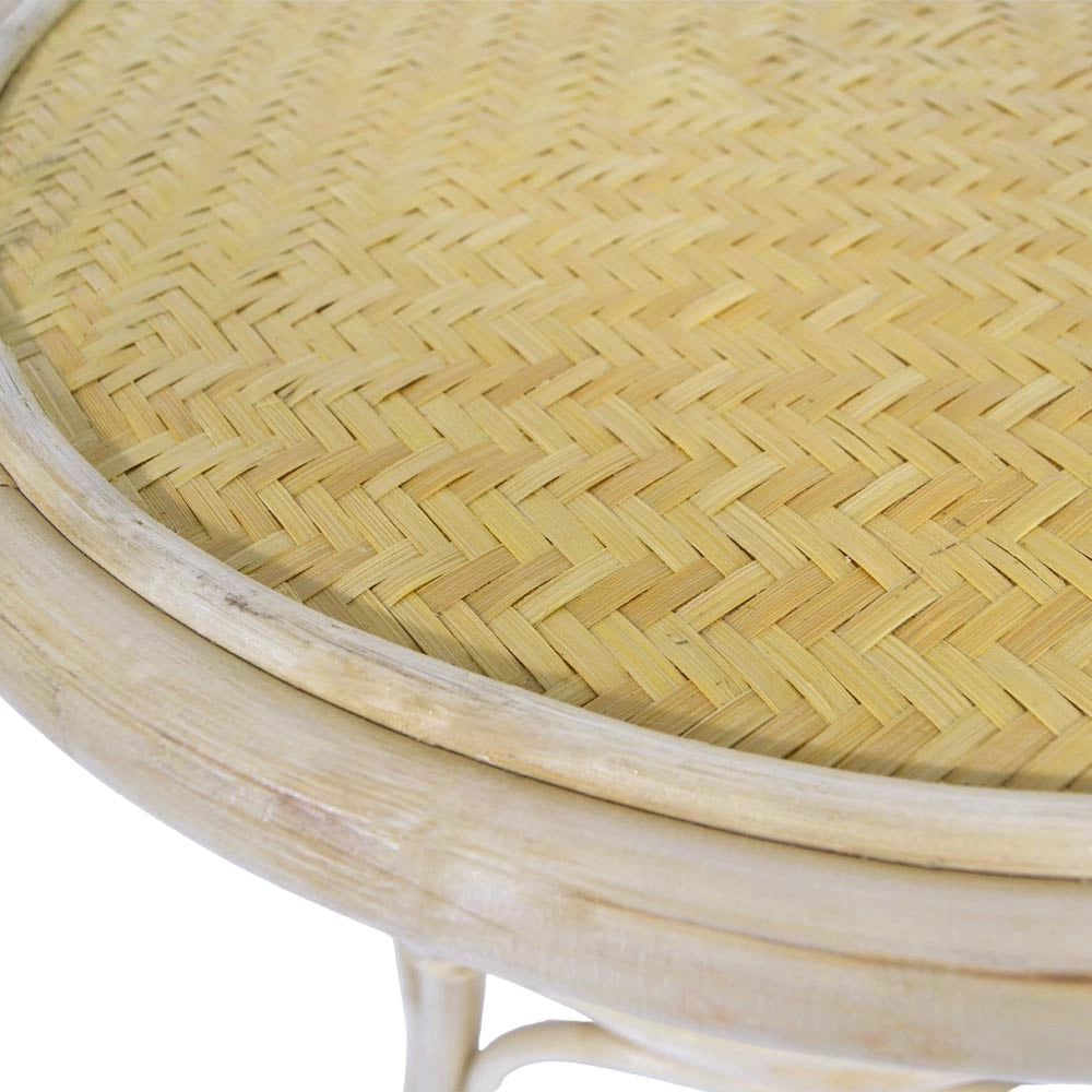 Set di 2 sedie Bety in legno di bambu con gambe in ferro e 1 tavolino in bambu