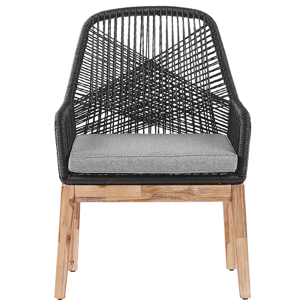 Set da pranzo da giardino con 4 sedie Grigio e nero Legno chiaro Cemento Acacia 190 x 100 cm Mobili da giardino