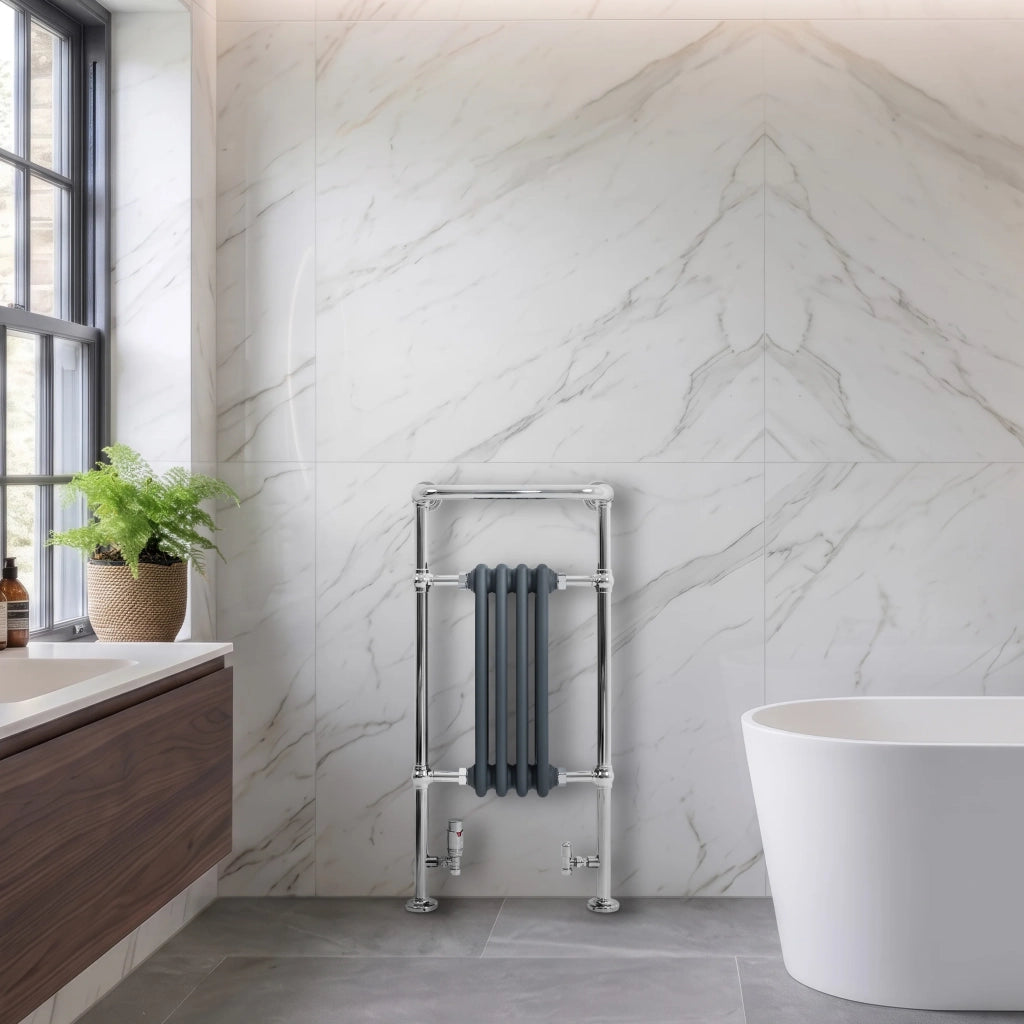 Radiatore Bagno Tradizionale 950x480mm Grigio Cromato Scaldasalviette