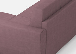 Divano 2 Posti con Pouf 152x155x85 cm Yasel in Tessuto Prugna