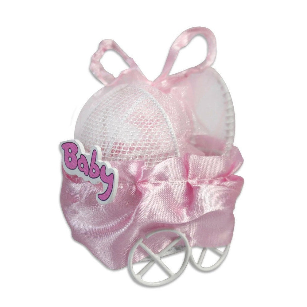 Trade Shop - Set Bomboniera Carrozzino In Metallo Portaconfetti Nascita Battesimo Bimba Rosa -