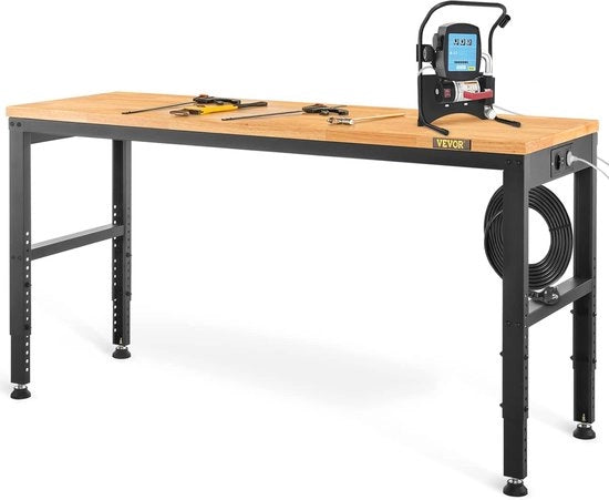 Werkbank Multifunzionale con Regolazione di Altezza 122 x 61 cm - 900 kg di Capacità con Prese Elettriche