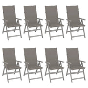 Sedie Giardino Reclinabili 8pz Cuscini Massello Acacia Grigio cod mxl 15206