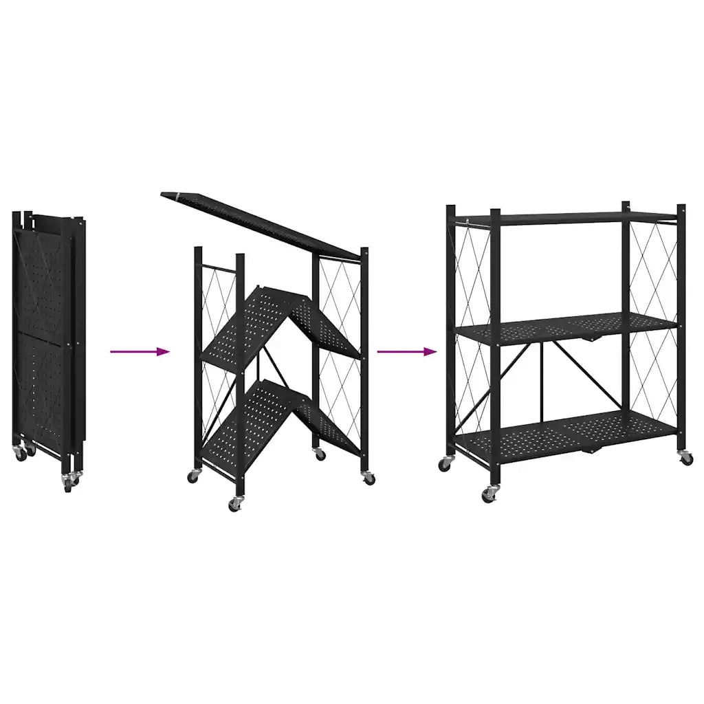 vidaXL Scaffale Portaoggetti su Ruote Nero 71x34x88 cm in Acciaio