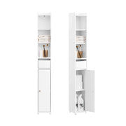 SoBuy BZR34-K-W Mobile Bagno Salvaspazio Colonna Alta Mobiletto Bagno Stretto con Anta e Cassetto Armadietto Bagno Multiuso Mobile Alto per Lavanderia e WC 20x20x145cm