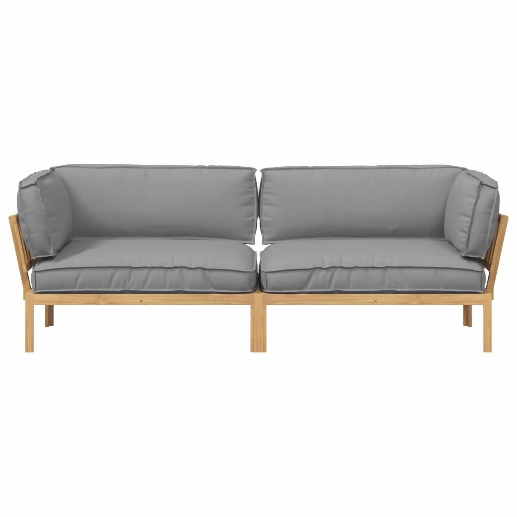Set di divani con cuscino 2 pcs Grigio Legno di Acacia Massello