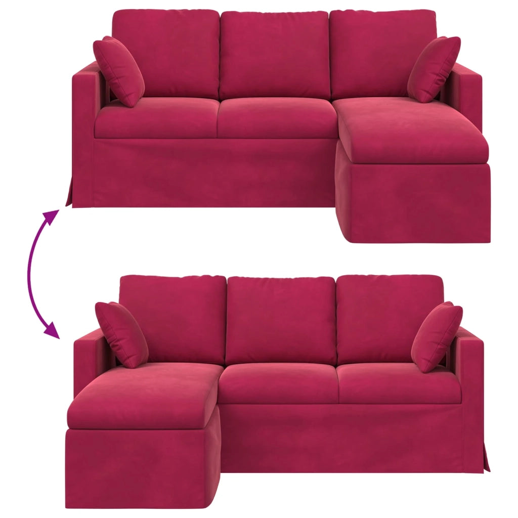 Divano Rosso Vino 178 x 134 x 80 cm Velluto 42024454