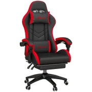 Sedia da Gaming con Altezza Regolabile e Schienale Reclinabile, 65x65x121-129 cm, Nero e Rosso