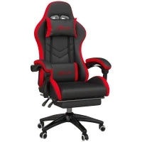 Sedia da Gaming con Altezza Regolabile e Schienale Reclinabile, 65x65x121-129 cm, Nero e Rosso