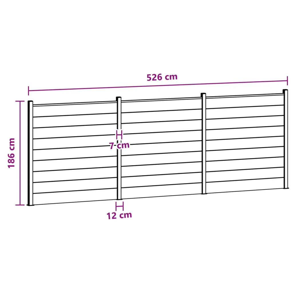 Pannello di Recinzione 3 pcs WPC e Alluminio Nero