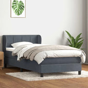Giroletto a Molle con Materasso Grigio Scuro 80x220 cm Velluto