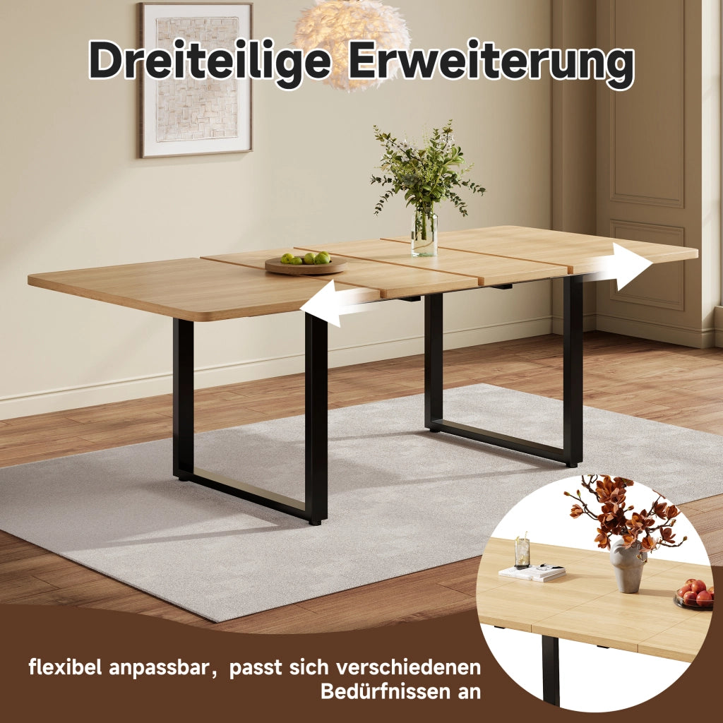 TAVOLO da pranzo allungabile 140/180/220 x 80 cm MDF colore rovere