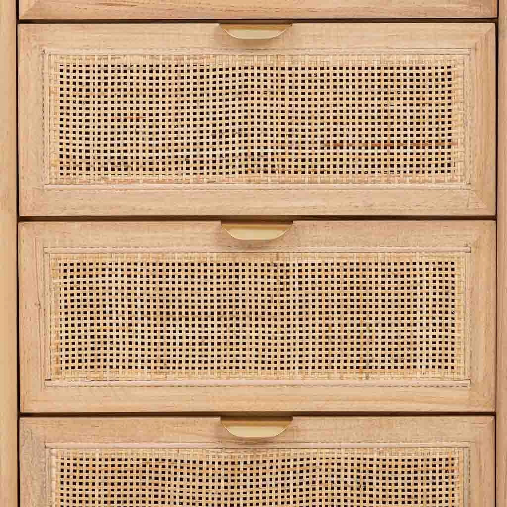 Cassapanca in legno e rattan marrone 46x37x100h cm