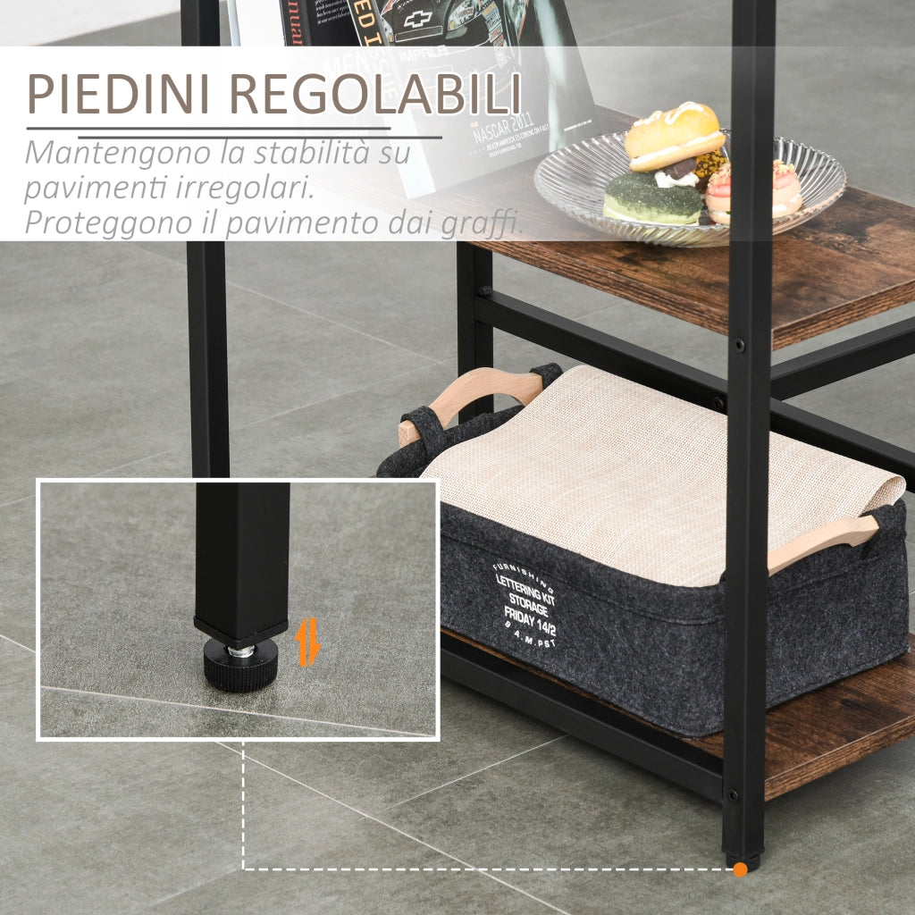 EasyComfort Set Tavolo Alto con 2 Sgabelli e Scaffale Stile Industriale in Metallo e Legno, Arredamento Moderno Bar e Cucina, Marrone Rustico