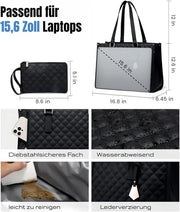 Borsa da Pranzo 2-in-1, Borsa da Pranzo e Portafoglio Combinato, 15,6-pollici Borsa con Camera di Isolamento per il Pranzo, Borsa da Pranzo per Donne, Borsa per Scuola e Ufficio, Borsa Isolante (nero)