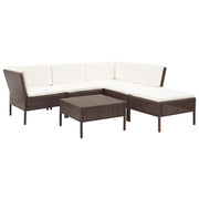 Set Divani da Giardino 6 pz con Cuscini in Polyrattan Marrone 48939