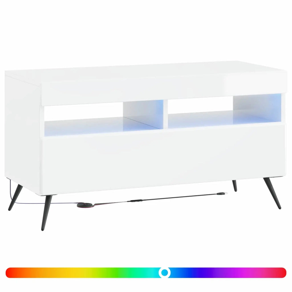 Mobile TV LED Bianco Lucido Legno ingegnerizzato 897659