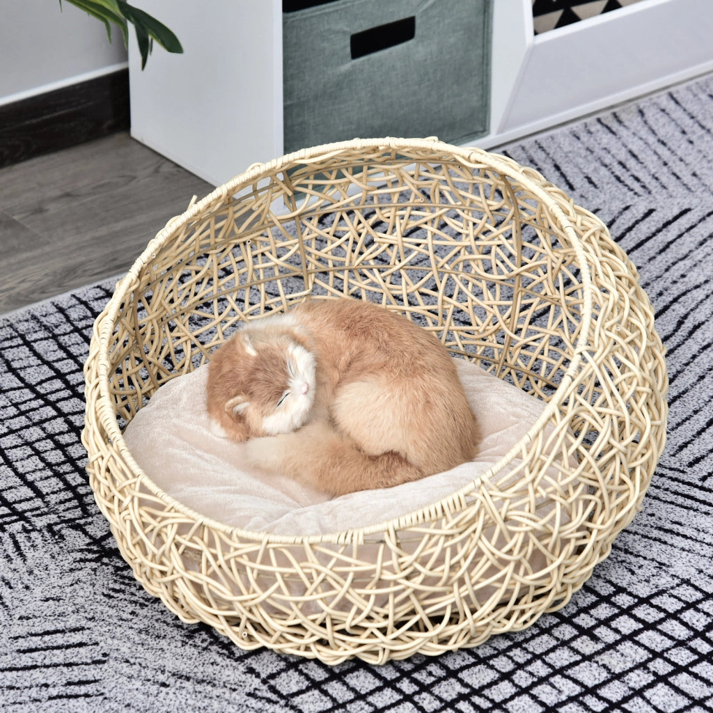 Cuccia per gatti ¨C Xylo ¨C rattan beige ?56x35 cm con cuscino