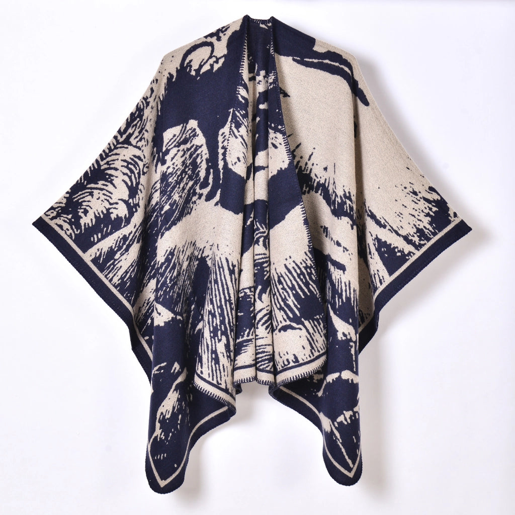 Nuovo modello di scialle caldo con orlo a spacco, mantella, cardigan in cashmere da donna, sciarpa