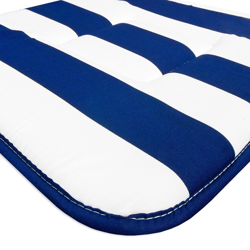 Set 4 Cuscini Sedia Cotone A Righe Blu Coprisedia Trapuntati Lavabili Morbidi Universali