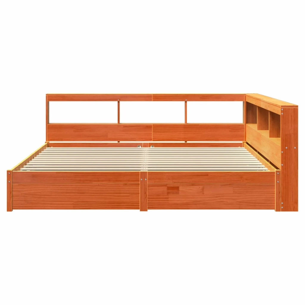 Letto Libreria con testiera 2 pcs Marrone cerato 200 x 200 cm 3422738
