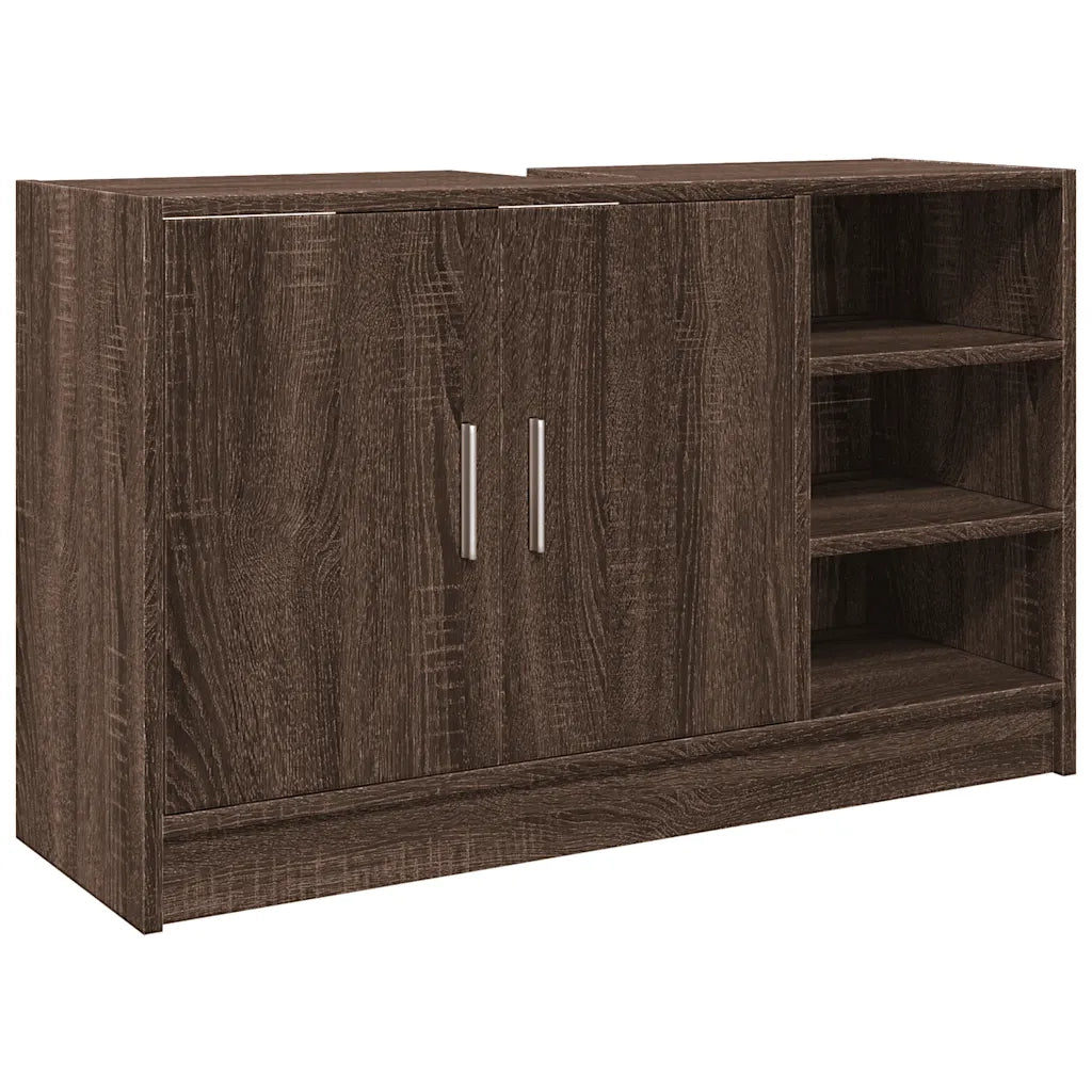 Mobile Lavabo-Armadietto da bagno Rovere Marrone 90x29x55 cm in Truciolare
