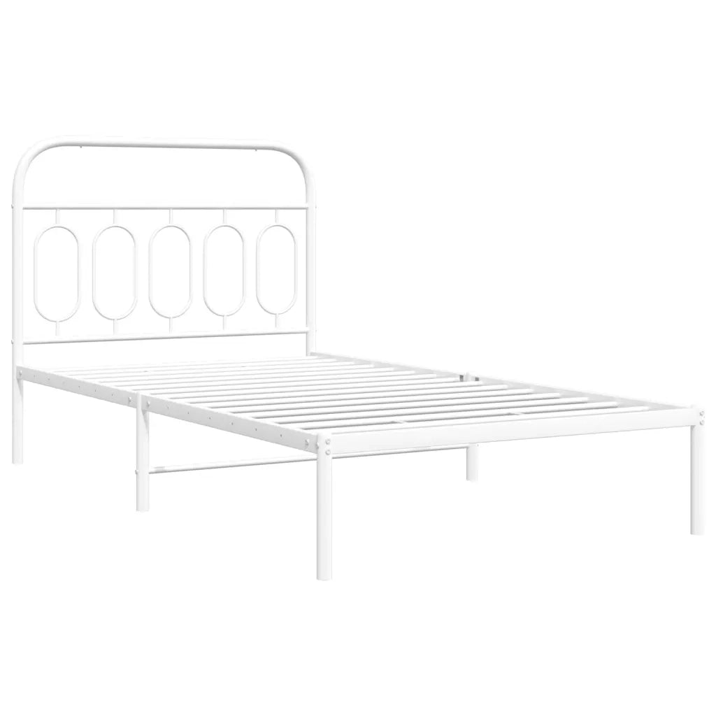 Giroletto con Testiera-Struttura Letto con testiera Metallo Bianco 107x203 cm 129382