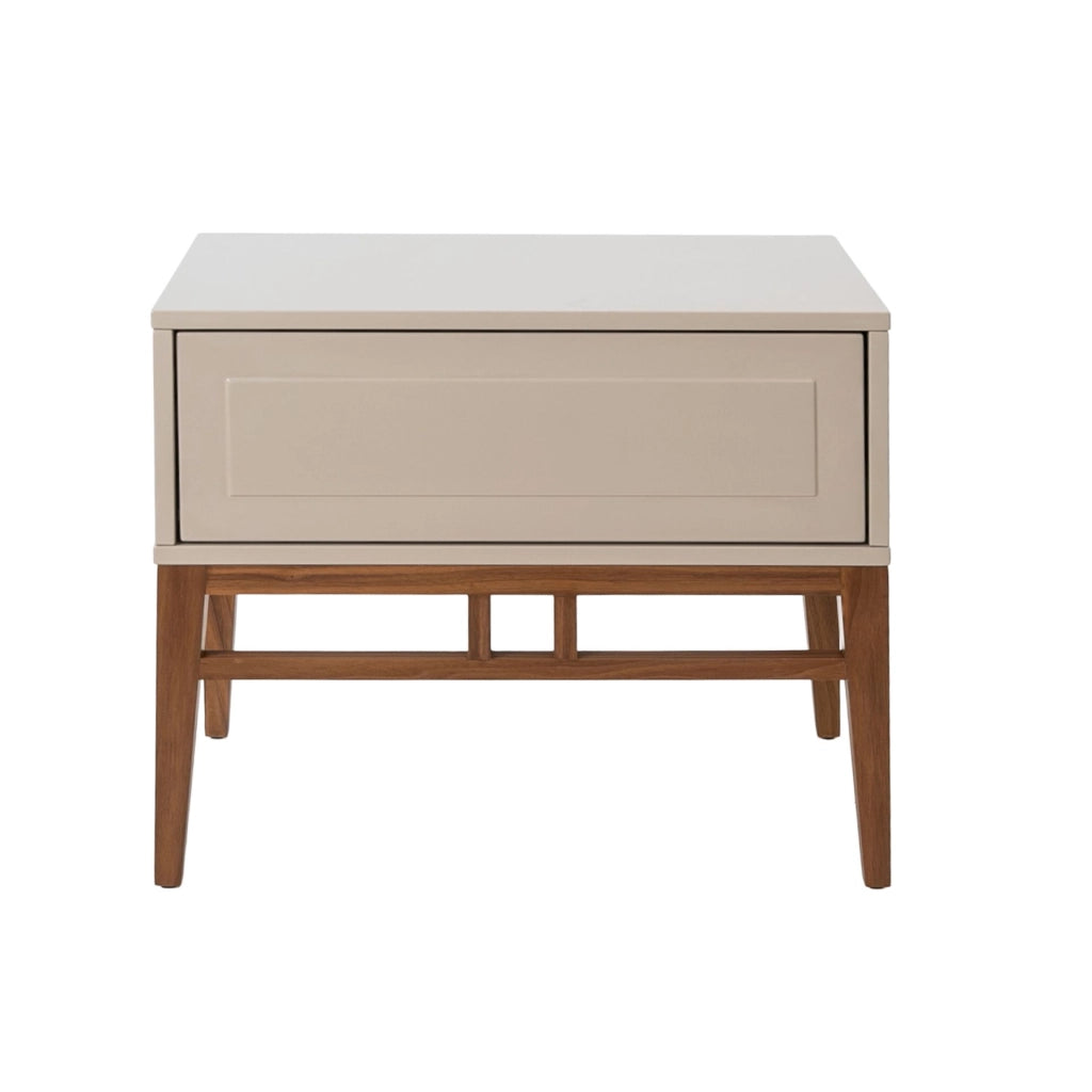 Comodino in legno beige e noce