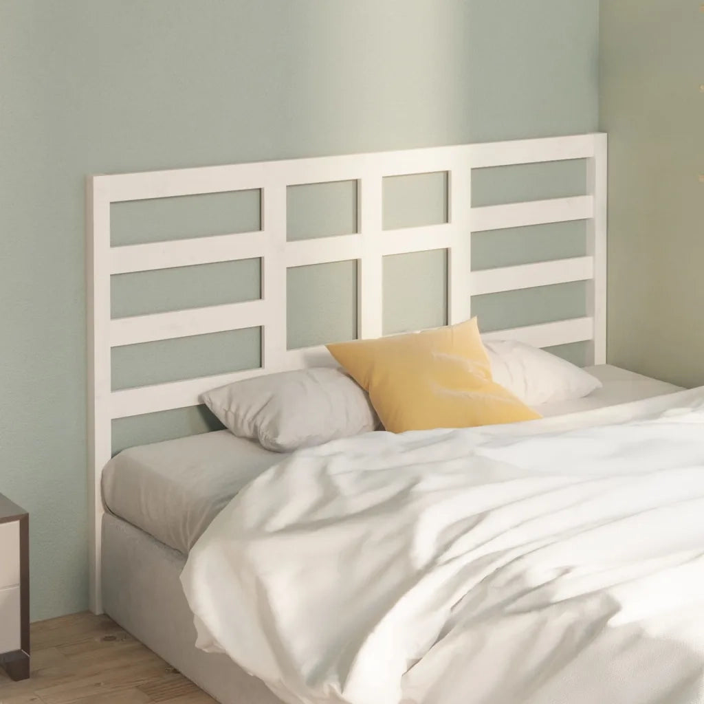 Testiera per Letto-Testata-Testiera Decorativa Bianca 126x4x104cm in Legno Massello di Pino 631427
