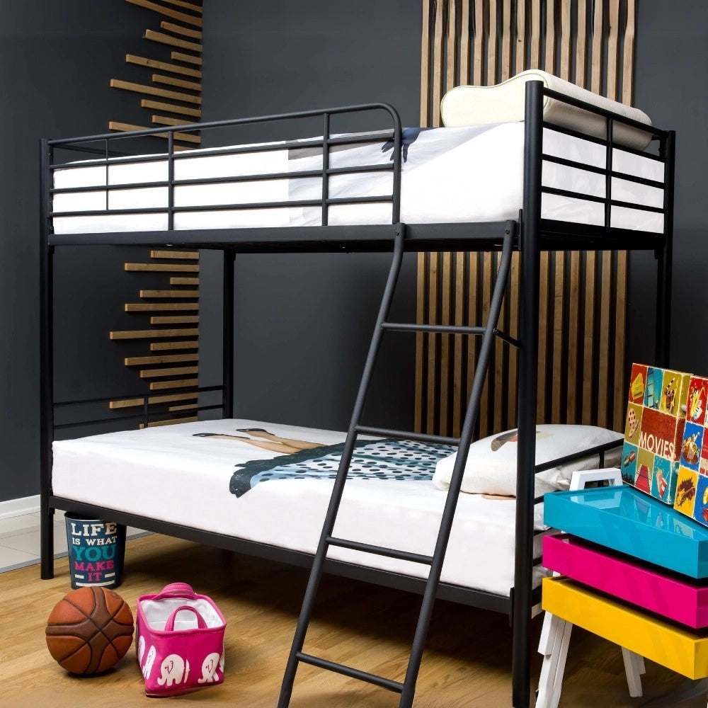 Letto a castello in metallo Monza colore nero 199x86.5x159.5