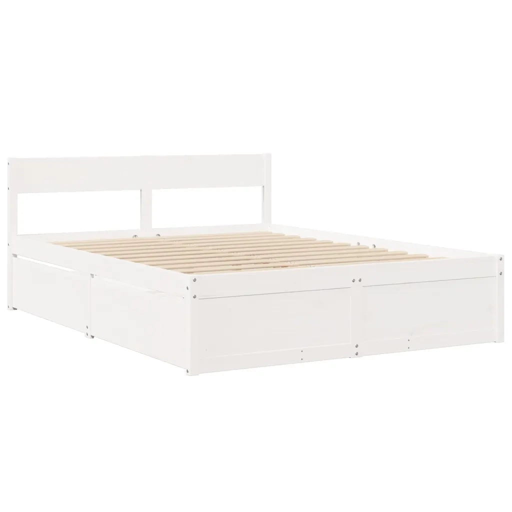 Letto matrimoniale | Letto per adulti | Letto senza Materasso Bianco 140x200 cm Legno Massello di Pino