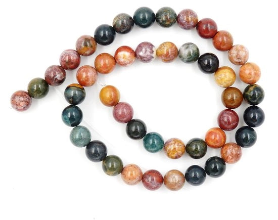 Kralen con cordone per l'assemblaggio di accessori per l'autoaiuto Pietre ornamentali per l'autoaiuto Bracciale energetico terapeutico 8 mm = 96 pezzi e 1 rotolo di filo Oceano blu 8 mm