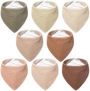 Bambini Slabbettoni in Muslin, Fazzoletti per Bambini Quadrati, 100% Cotone, Flessibili, 8 Pezzi (Cocco Moka)