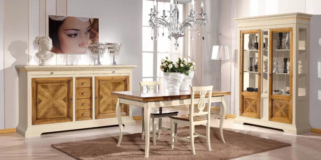 Tavolo rettangolare in legno allungabile 160x85 finitura bicolore - Mobili 2G