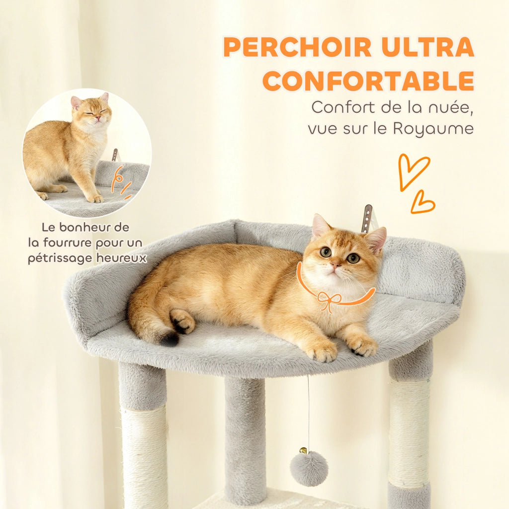 Albero tiragraffi con piattaforme e nicchie ¨C zephmum ¨C grigio scuro 170 cm