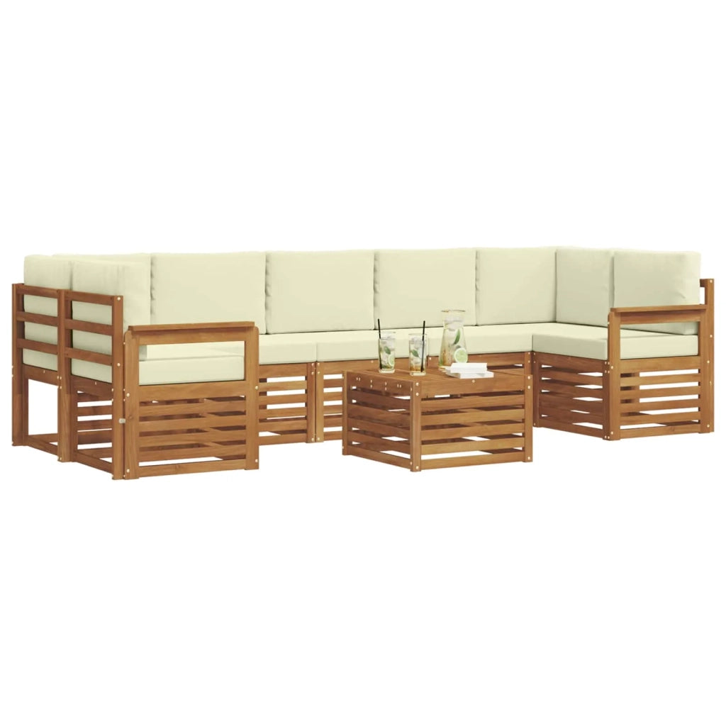 Set di divani da esterno 8 pz Naturale e Crema 3374515