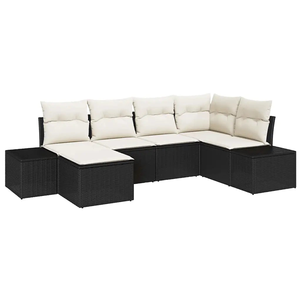 Set Divano da Giardino 6 pcs Nero e Crema polyrattan 3347127