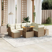 Set Divano da Giardino 8 pz con Cuscini Beige in Polyrattan