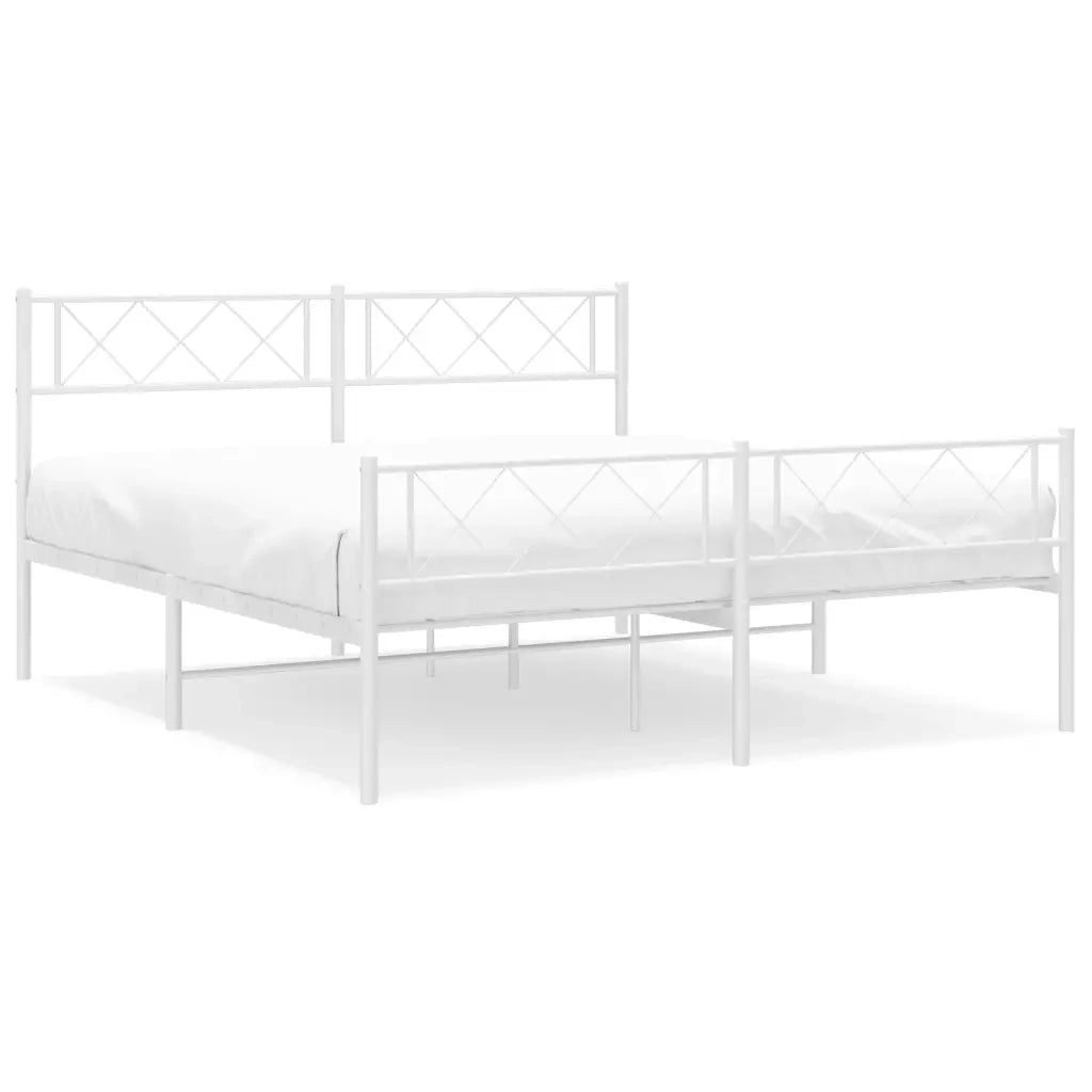 Giroletto con Testiera e Pediera-Struttura Letto Metallo Bianco 140x190 cm 810995