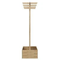Letto per Orto con Traliccio e Pergola per Rampicanti con Fondo Aperto, 160x55x183cm, Legno Naturale