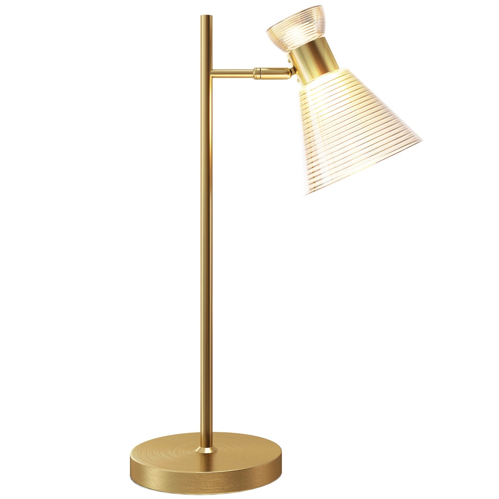 Lampada da Tavolo ¨C zephmum ¨C Vetro Temperato Ambrato Satinato Regolabile, E27, Oro