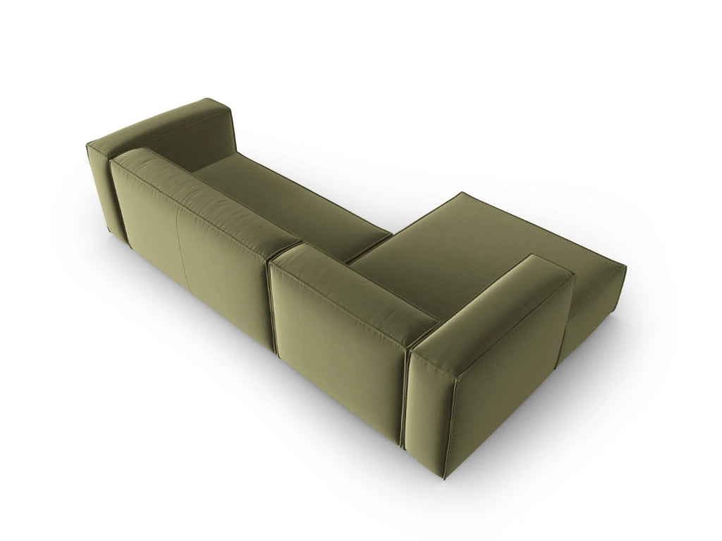 Cosmopolitan Design - Divano angolare sinistro "Mackay" 4 posti in velluto verde chiaro 