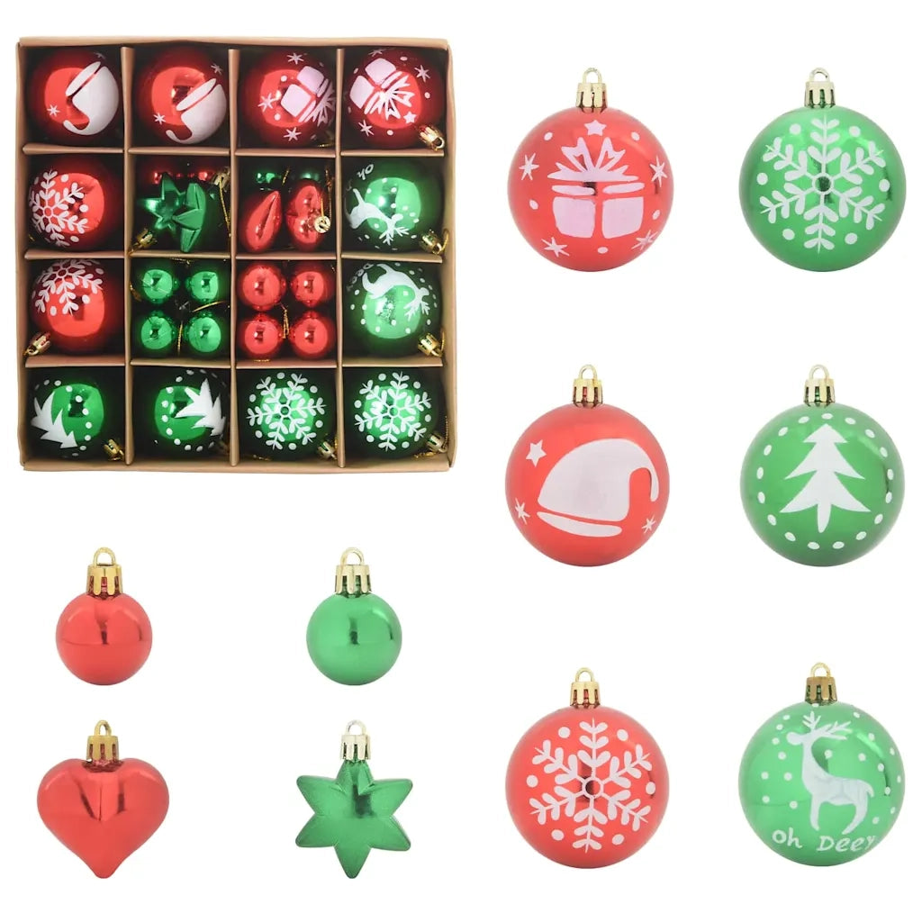 Set di Palle di Natale 40 pz Rosso e Verde Plastica CFW7835166