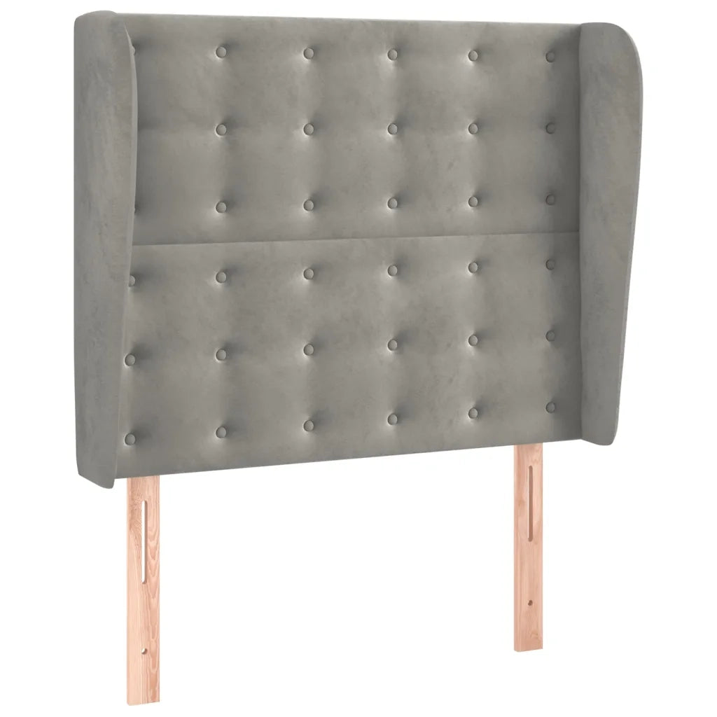 Testiera | Testata ad Orecchio Grigio Chiaro 103x23x118/128 cm in Velluto
