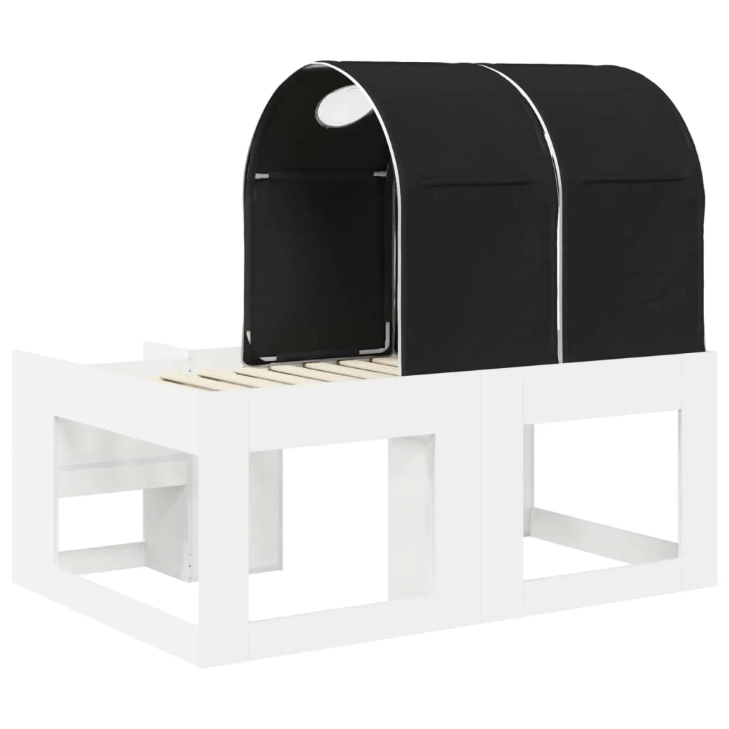 Letto singolo | Letto per adulti | Letto con Tunnel 4 pcs Bianco e Nero Legno ingegnerizzato